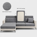 Hushvo FlexFit chenille sofa cushion covers in Metal Gray