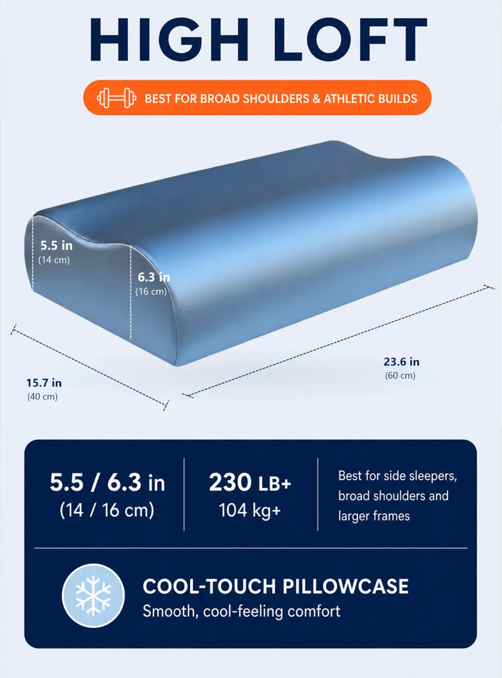 High-Loft Cervical Memory Foam Pillow for Big & Tall Side Sleepers