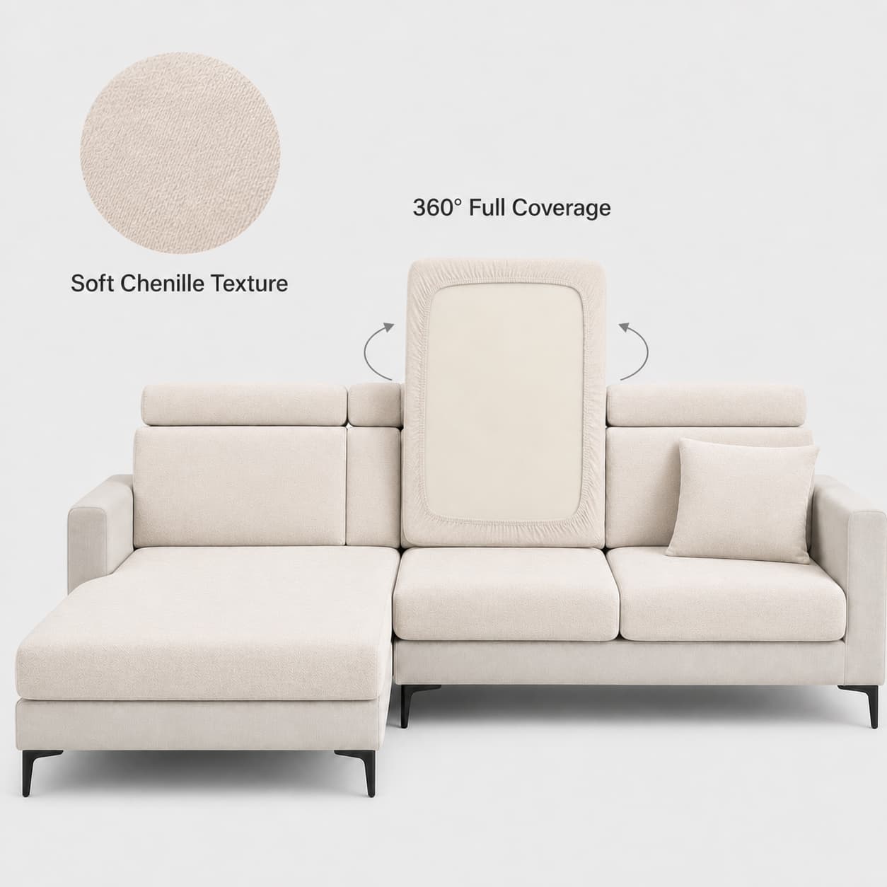 Linen White Hushvo chenille sofa cushion cover