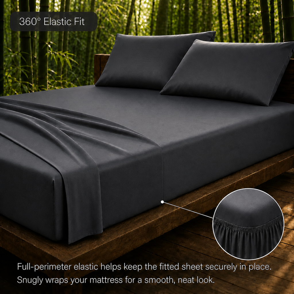 Cooling Bamboo Blend Sheet Set – Silky Soft 4-Piece Bedding for Hot Sleepers