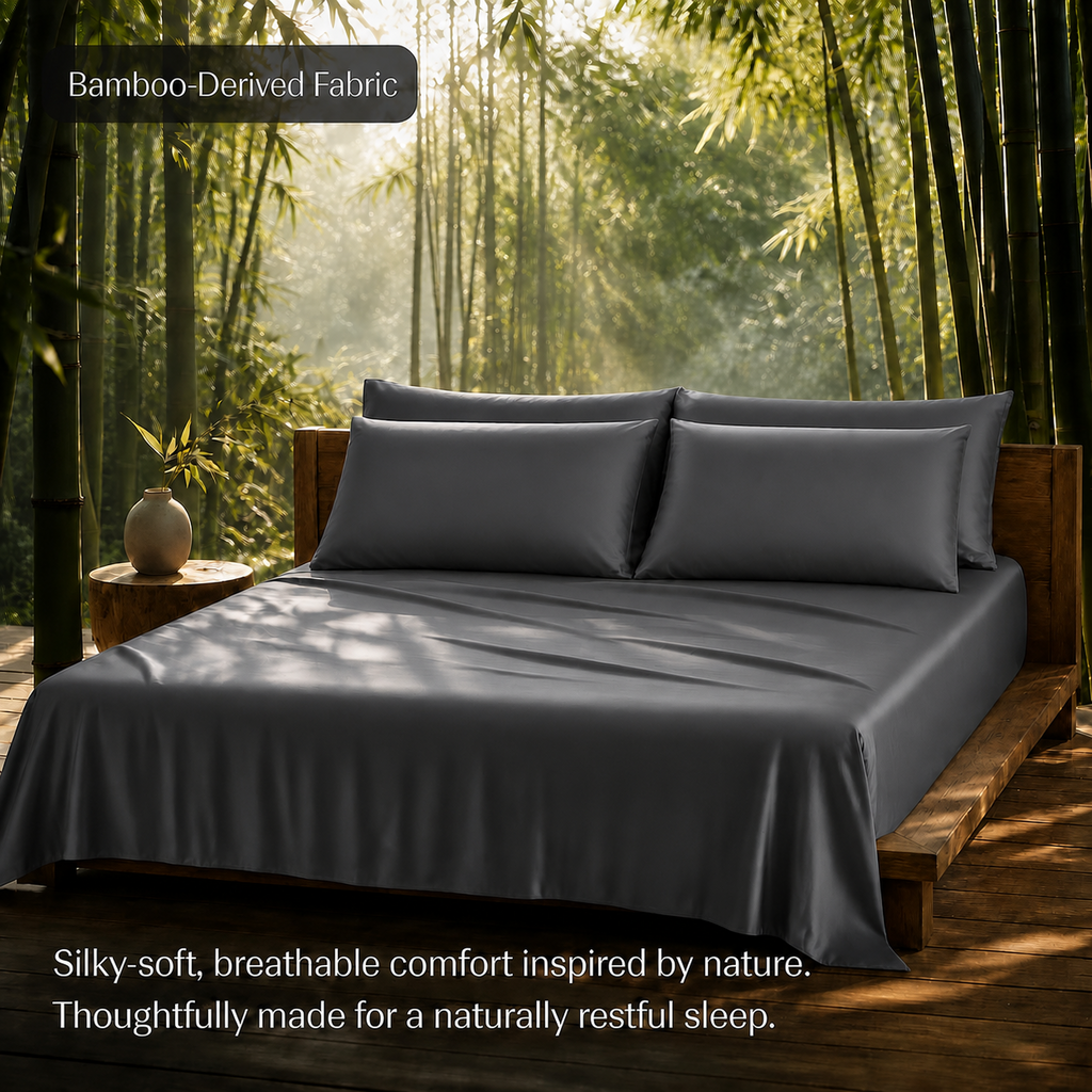 Cooling Bamboo Blend Sheet Set – Silky Soft 4-Piece Bedding for Hot Sleepers